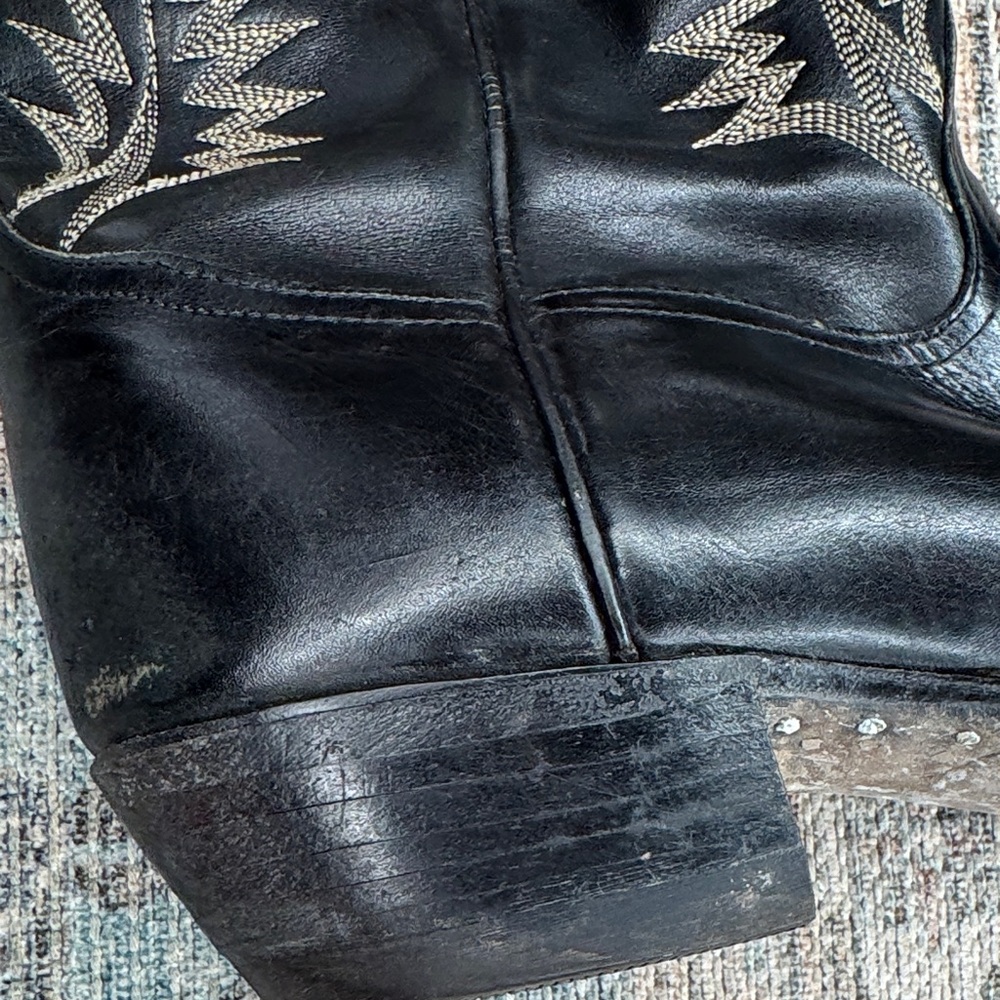 Tony Lama 6924 Men’s Black Leather Boots Vintage Western Cowboy Pointed Toe 11D - Picture 14 of 17